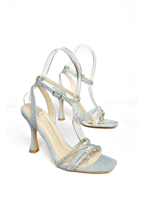 Fox Shoes Mavi Kadın Deri - Kumaş Abiye Ayakkabı 11895 - Görsel 7