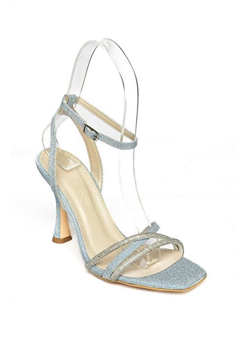 Fox Shoes Mavi Kadın Deri - Kumaş Abiye Ayakkabı 11895 - Görsel 9