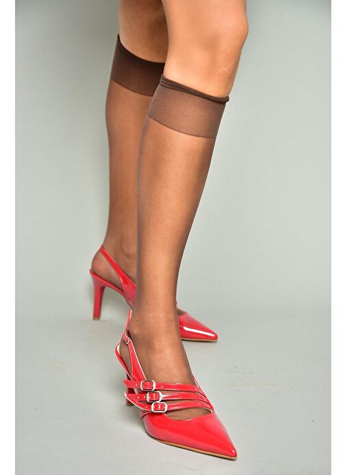 Fox Shoes Kırmızı Kadın Rugan Topuklu Ayakkabı 11911 - Görsel 4