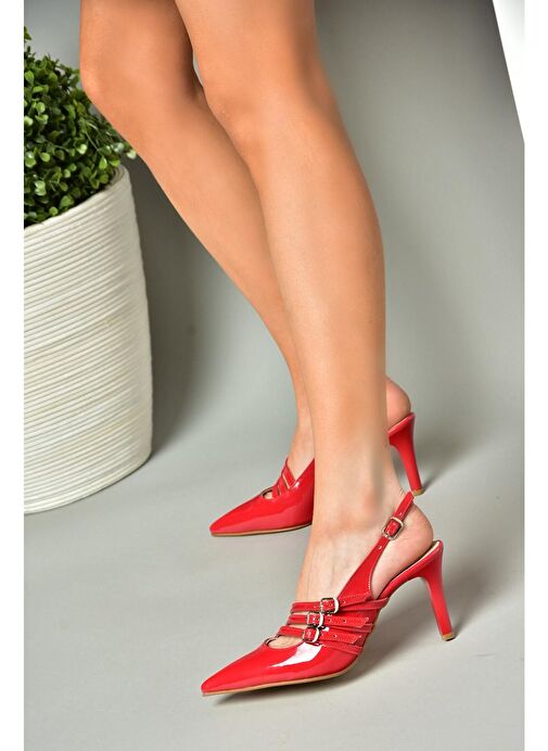 Fox Shoes Kırmızı Kadın Rugan Topuklu Ayakkabı 11911 - Görsel 8