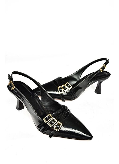 Fox Shoes Siyah Kadın Rugan Topuklu Ayakkabı 11917 - Görsel 8