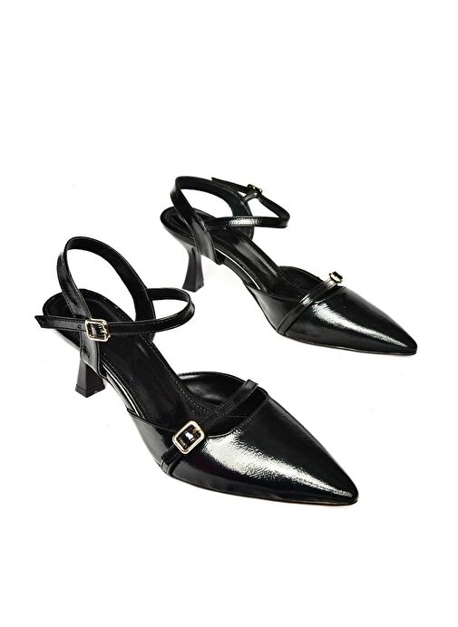 Fox Shoes Siyah Kadın Rugan Topuklu Ayakkabı 11918 - Görsel 8