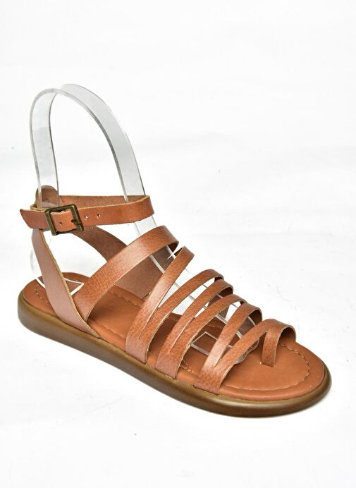 S291016103 Taba Hakiki Deri Kadın Sandalet - Görsel 6