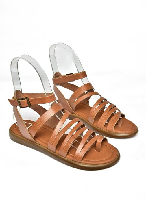 S291016103 Taba Hakiki Deri Kadın Sandalet - Görsel 7