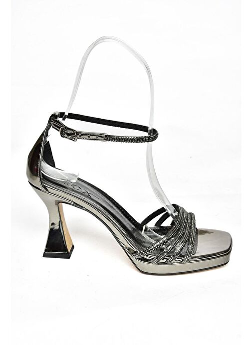 S569314634 Platin Ayna Kalın Topuklu Kadın Abiye Ayakkabı - Görsel 6