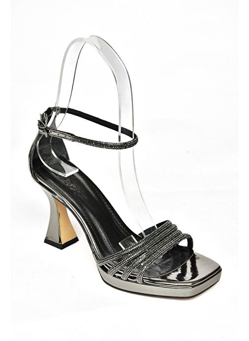 S569314634 Platin Ayna Kalın Topuklu Kadın Abiye Ayakkabı - Görsel 7