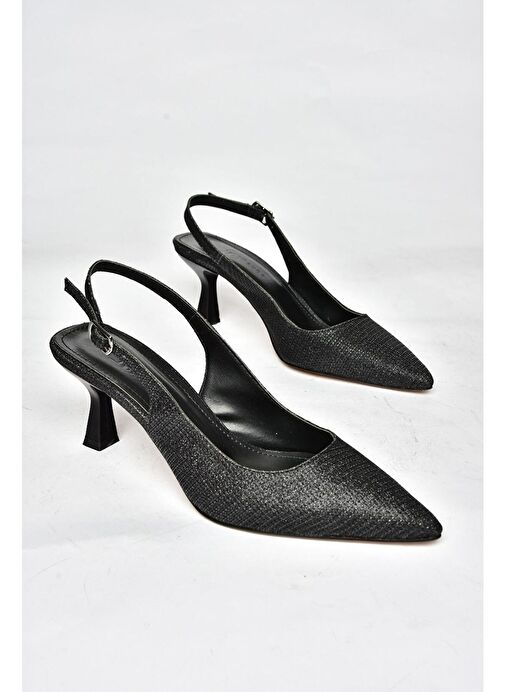 S518081714 Siyah Sim Alçak Topuklu Kadın Ayakkabı - Görsel 7
