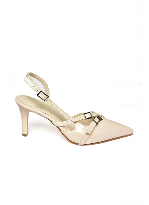 S654071908 Bej Rugan Kısa Topuklu Kadın Ayakkabı - Görsel 9