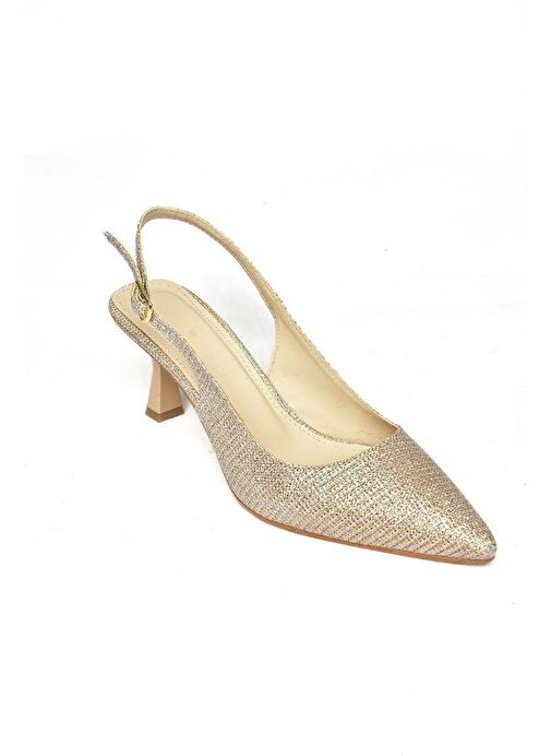 Fox Shoes Bronz Kadın Deri - Kumaş Topuklu Ayakkabı 11999 - Görsel 8