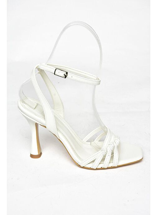 S569815709 Beyaz İnce Topuklu Kadın Ayakkabı - Görsel 6