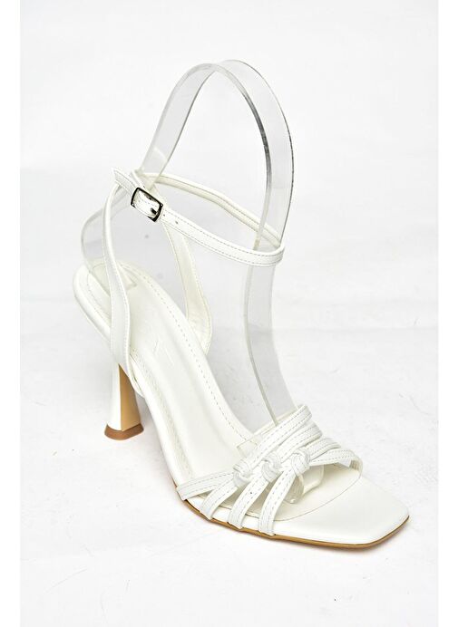 S569815709 Beyaz İnce Topuklu Kadın Ayakkabı - Görsel 7