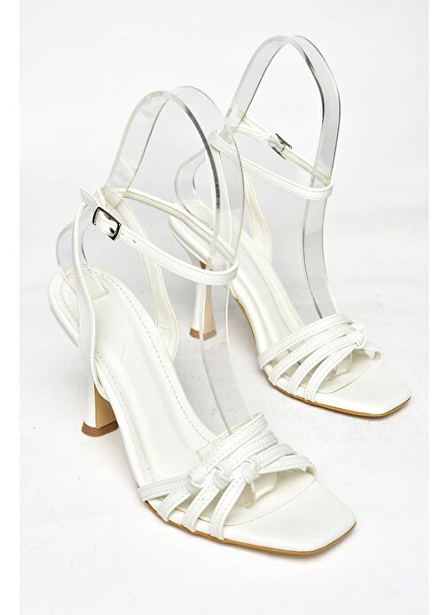 S569815709 Beyaz İnce Topuklu Kadın Ayakkabı - Görsel 8