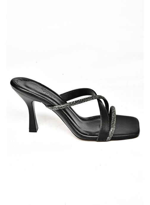 S590333109 Siyah Taşlı Topuklu Kadın Terlik - Görsel 6