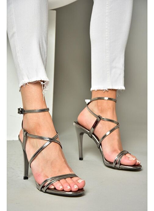 S997066334 Platin Ayna İnce Topuklu Kadın Abiye Ayakkabı - Görsel 5