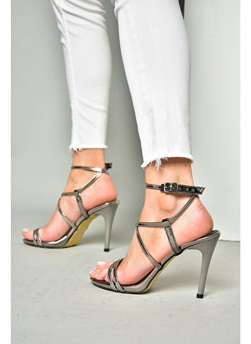 S997066334 Platin Ayna İnce Topuklu Kadın Abiye Ayakkabı - Görsel 6