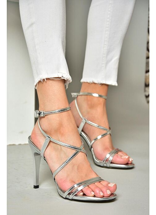 Fox Shoes Gümüş Kadın Topuklu Ayakkabı 11984 - Görsel 2