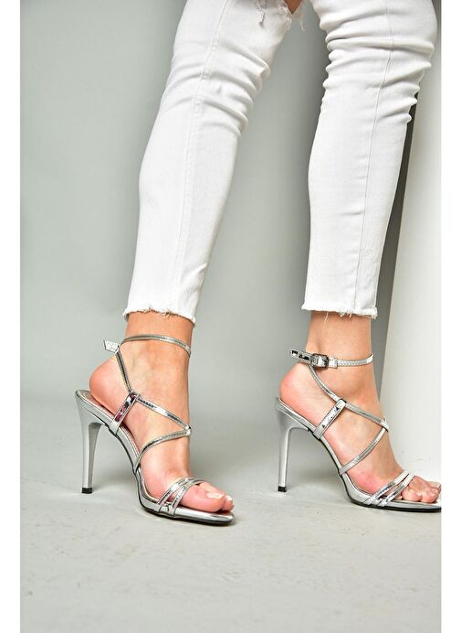Fox Shoes Gümüş Kadın Topuklu Ayakkabı 11984 - Görsel 5