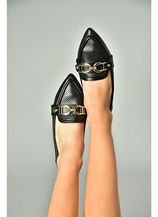 S314026509 Siyah Tokalı Kadın Ayakkabı - Görsel 4