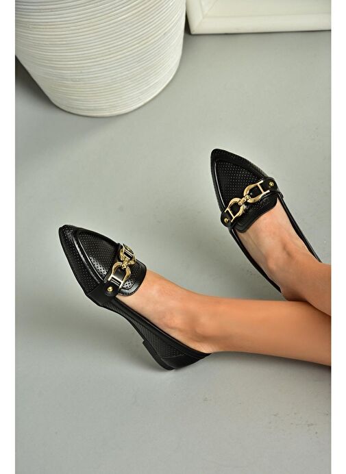 S314026509 Siyah Tokalı Kadın Ayakkabı - Görsel 5