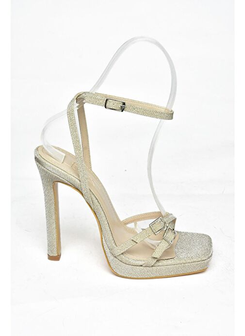 S569616114 Altın Sim Yüksek Topuklu Kadın Ayakkabı - Görsel 6