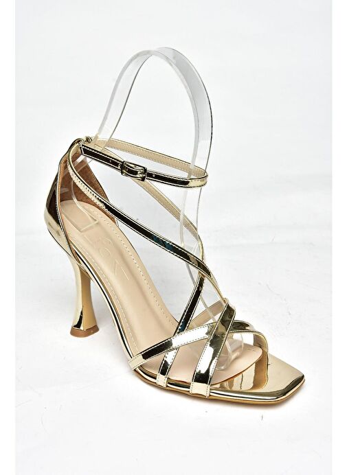 S569815334 Altın Ayna İnce Topuklu Kadın Abiye Ayakkabı - Görsel 7