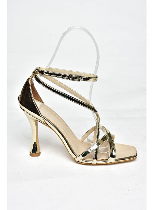 S569815334 Altın Ayna İnce Topuklu Kadın Abiye Ayakkabı - Görsel 9