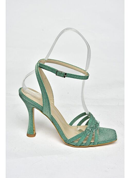 S569815714 Yeşil Sim Topuklu Abiye Ayakkabı - Görsel 6