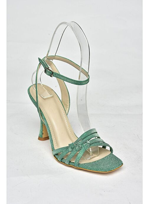S569815714 Yeşil Sim Topuklu Abiye Ayakkabı - Görsel 7
