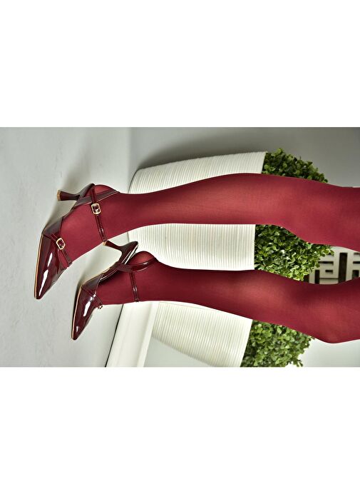 S518081308 Bordo Rugan Alçak Topuklu Kadın Ayakkabı - Görsel 6