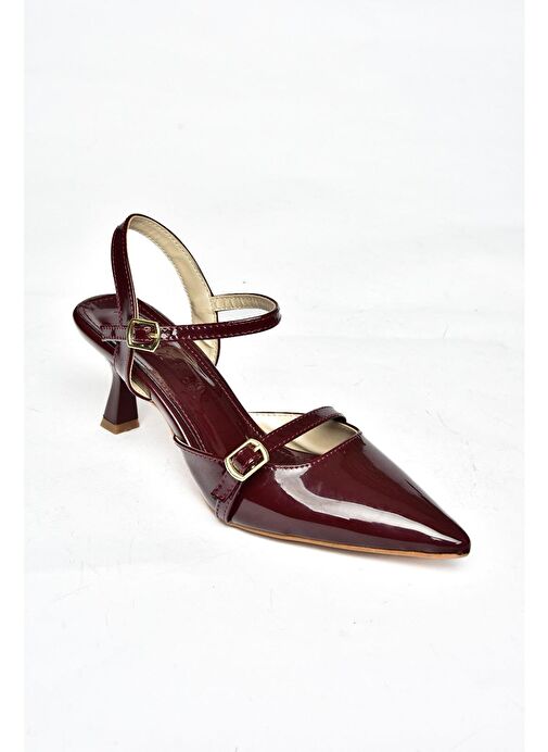 S518081308 Bordo Rugan Alçak Topuklu Kadın Ayakkabı - Görsel 8