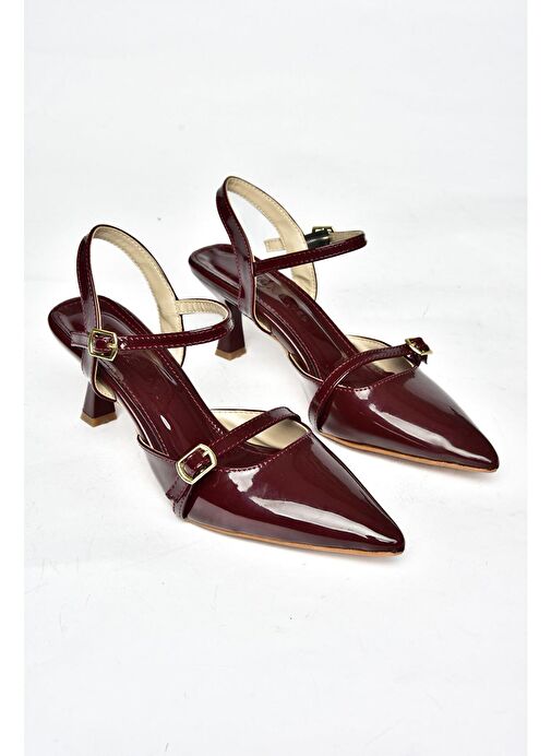 S518081308 Bordo Rugan Alçak Topuklu Kadın Ayakkabı - Görsel 9