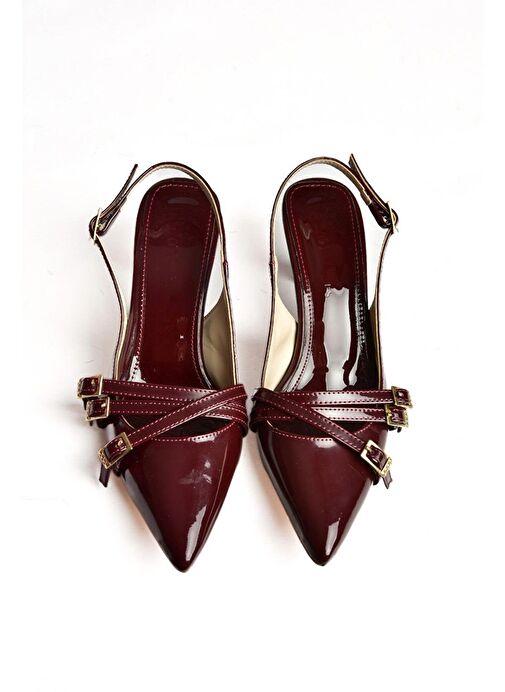 S518081208 Bordo Rugan Alçak Topuklu Kadın Ayakkabı - Görsel 3