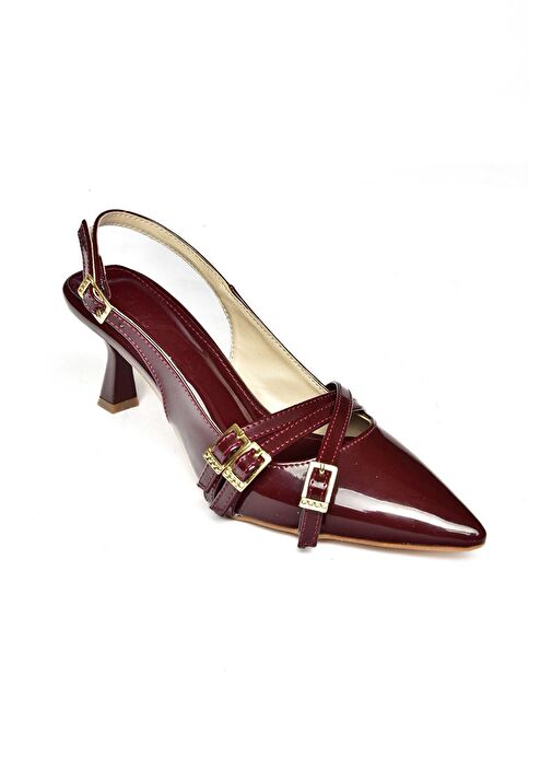 S518081208 Bordo Rugan Alçak Topuklu Kadın Ayakkabı - Görsel 9