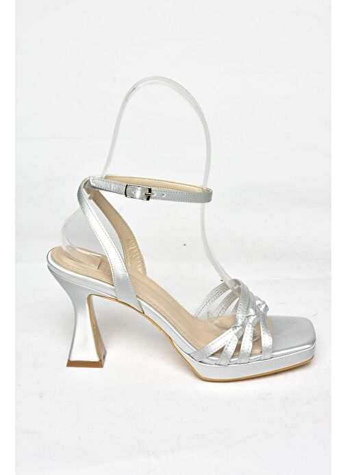 Fox Shoes Gümüş Kadın Saten Kumaş Abiye Ayakkabı 12050 - Görsel 8