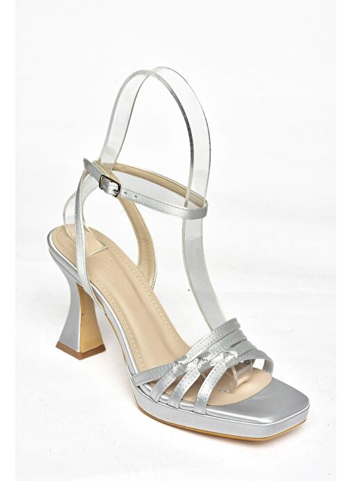 Fox Shoes Gümüş Kadın Saten Kumaş Abiye Ayakkabı 12050 - Görsel 9