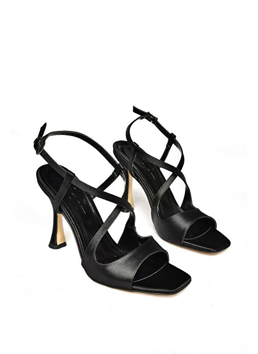 S569816804 Siyah Kumaş İnce Topuklu Kadın Ayakkabı - Görsel 6