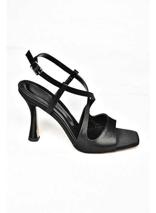 S569816804 Siyah Kumaş İnce Topuklu Kadın Ayakkabı - Görsel 7