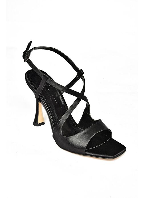 S569816804 Siyah Kumaş İnce Topuklu Kadın Ayakkabı - Görsel 8