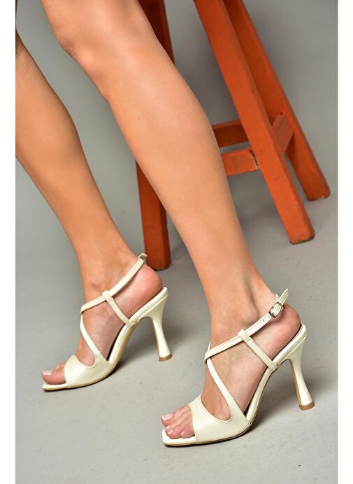 S569816804 Sedef Kumaş İnce Topuklu Kadın Ayakkabı - Görsel 4