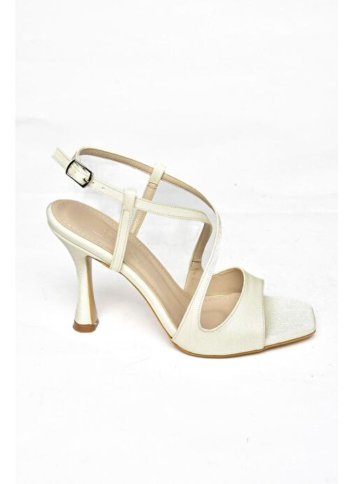 S569816804 Sedef Kumaş İnce Topuklu Kadın Ayakkabı - Görsel 7