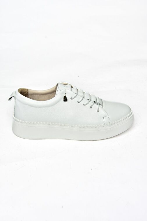P555305003 Beyaz Hakiki Deri Spor Ayakkabı Sneakers - Görsel 7