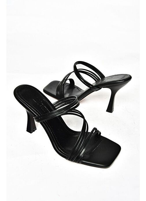 S590033709 Siyah İnce Topuklu Kadın Terlik - Görsel 6