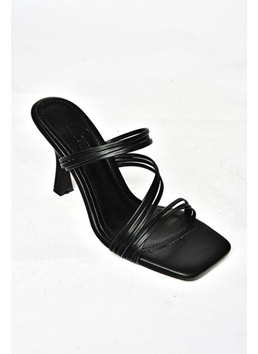 S590033709 Siyah İnce Topuklu Kadın Terlik - Görsel 8