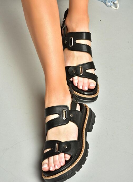 S996075509 Siyah Kadın Sandalet - Görsel 2