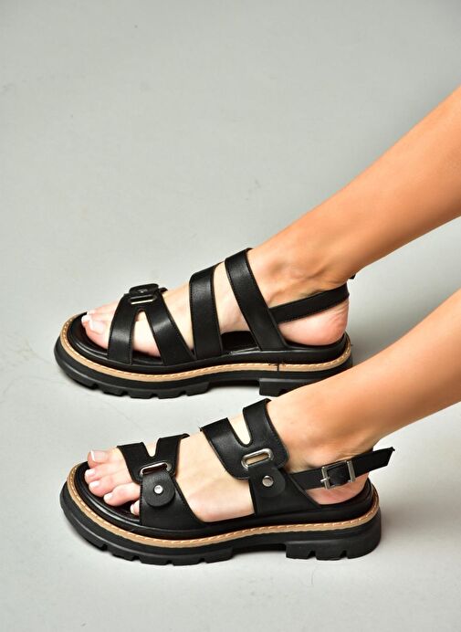 S996075509 Siyah Kadın Sandalet - Görsel 3