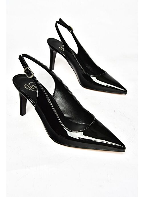 S654071708 Siyah Rugan İnce Topuklu Kadın Ayakkabı - Görsel 7