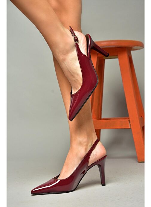 S654071708 Bordo Rugan İnce Topuklu Kadın Ayakkabı - Görsel 2