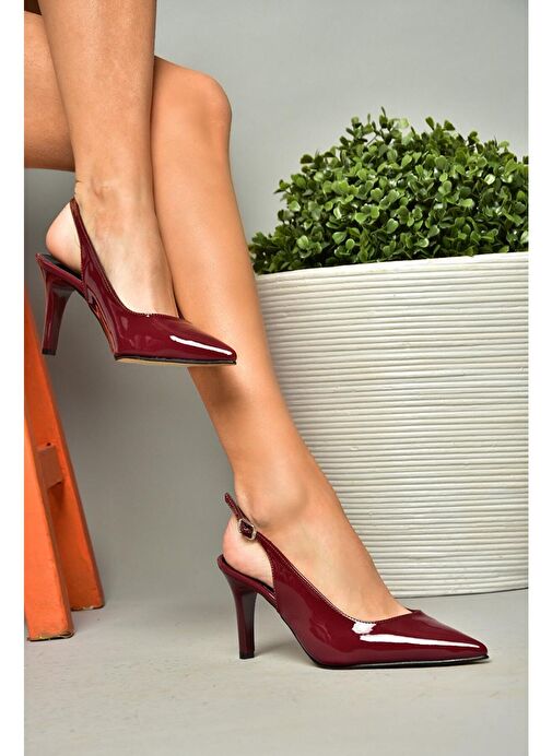 S654071708 Bordo Rugan İnce Topuklu Kadın Ayakkabı - Görsel 3