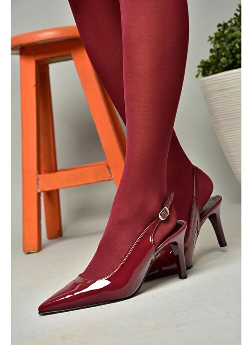 S654071708 Bordo Rugan İnce Topuklu Kadın Ayakkabı - Görsel 5
