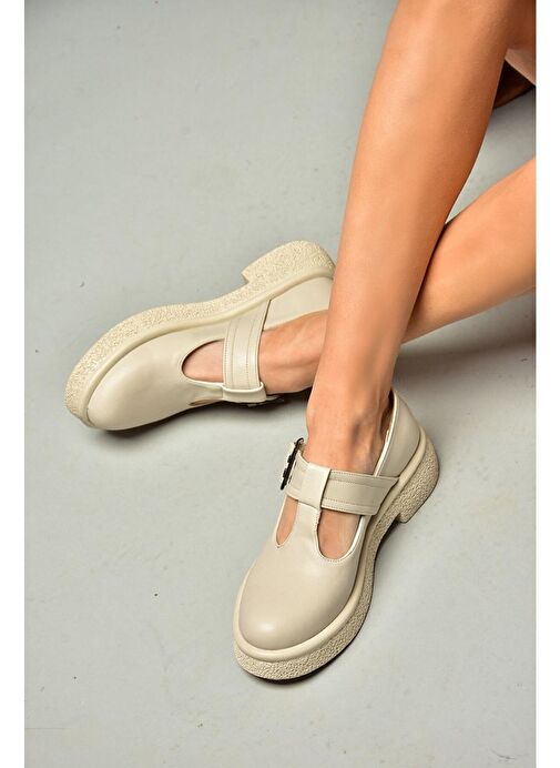 S996019009 Bej Kadın Günlük Ayakkabı - Görsel 4